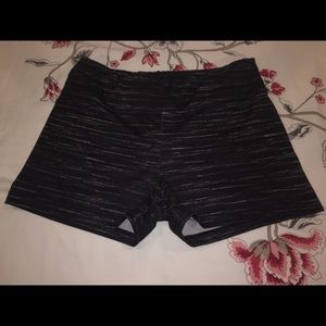 Gray spandex shorts.
